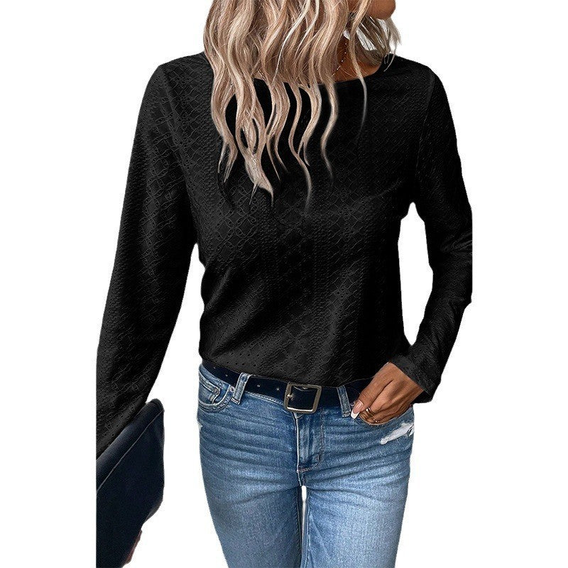 Women's Lace Backless Long Sleeve Shirt