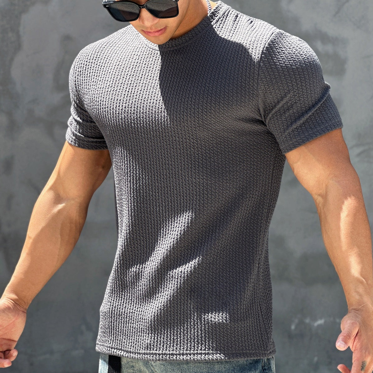 Men's Textured Short Sleeved Quick Drying T-shirt