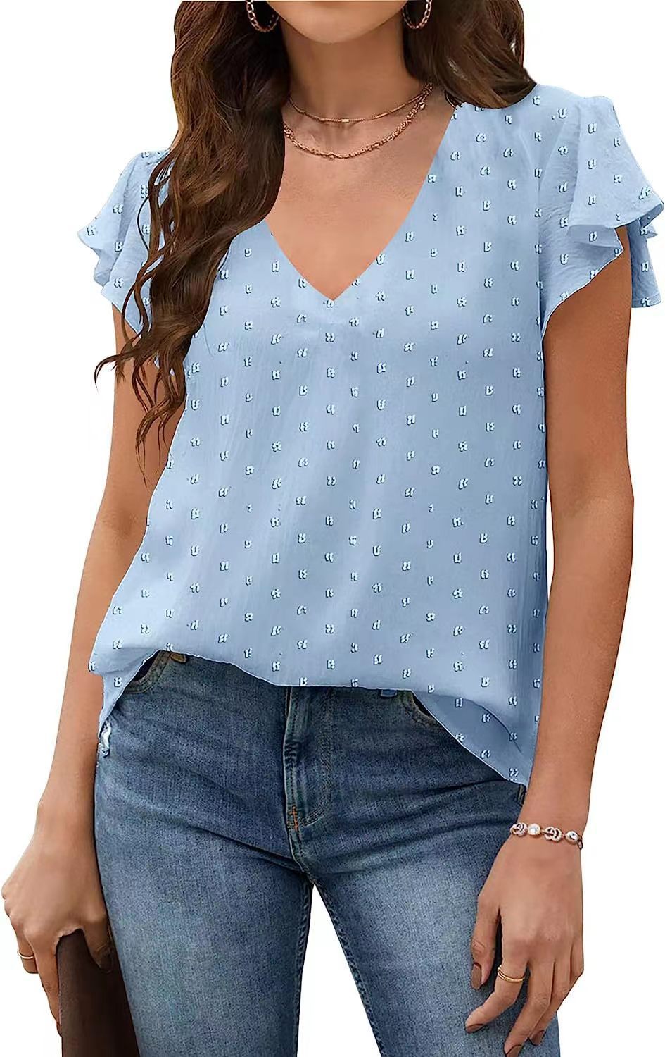 Women's Chiffon Ruffled Short-sleeved Top