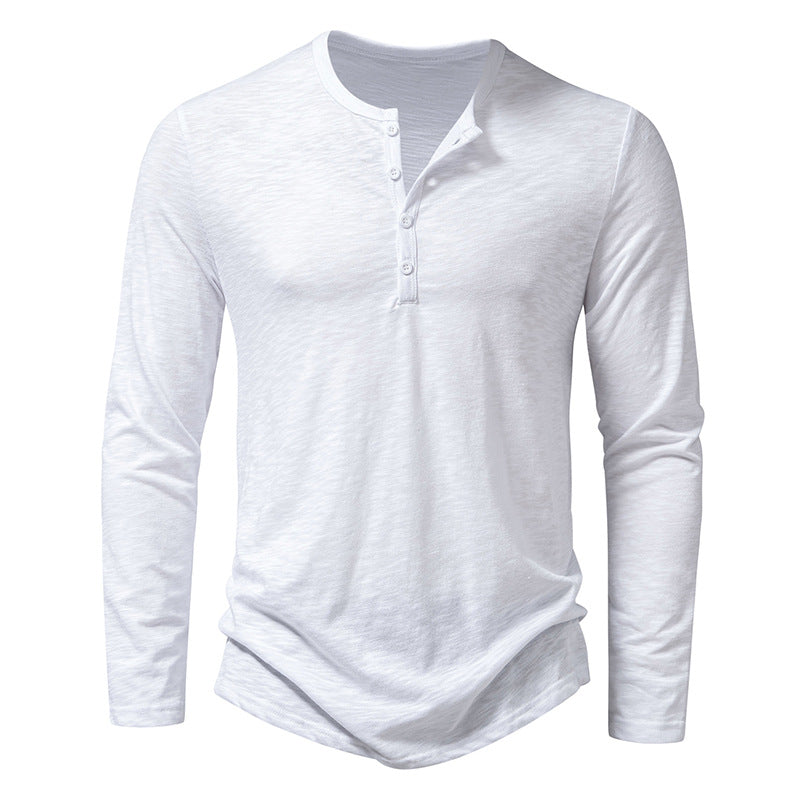 Men's Long Sleeve Button Henry Collar Shirt