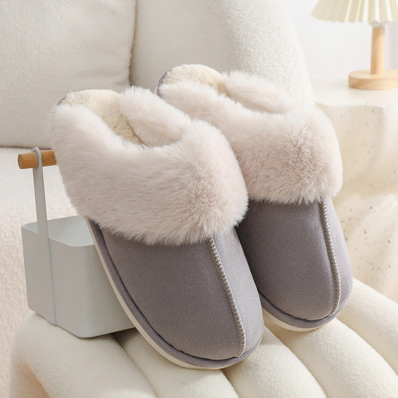 Women's Warm Plush Fur Soft Lined Cotton Non-Slip Slippers