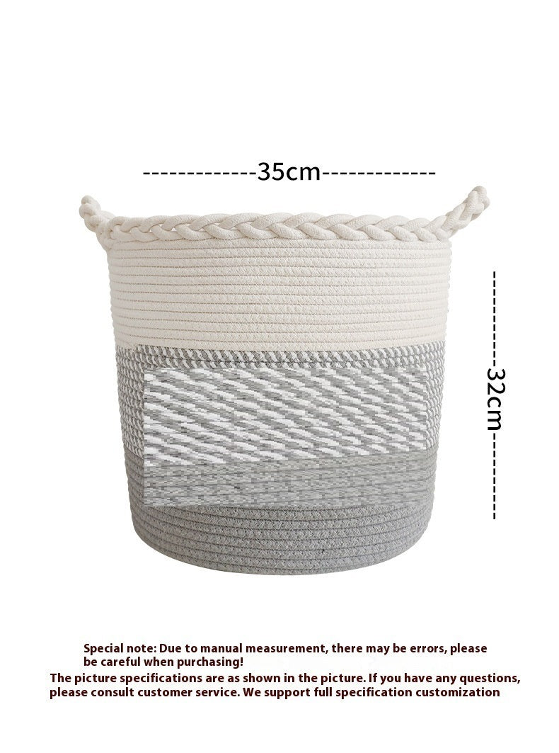 Cotton String Woven Laundry Basket Large Capacity Storage