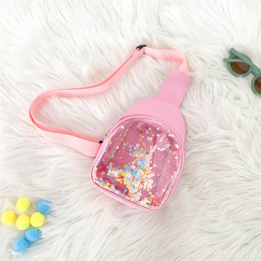 Solid Color PU Leather Children's Lightweight Trendy Shoulder Bag