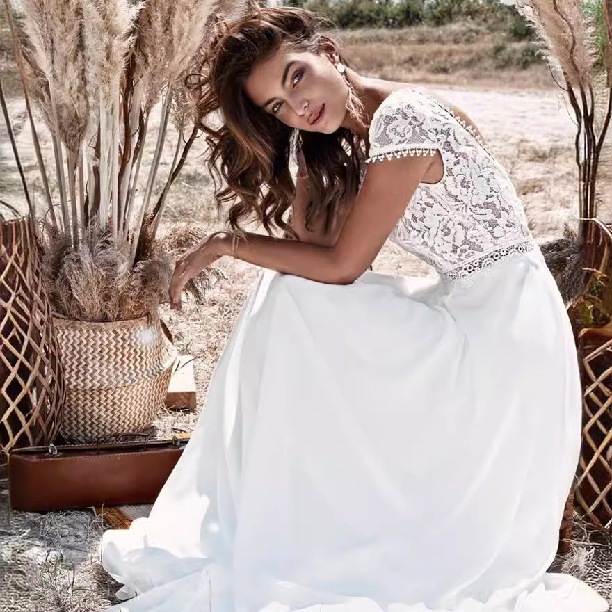 Slim-fit Off-shoulder Bare Back Bridal Tail Wedding Dress