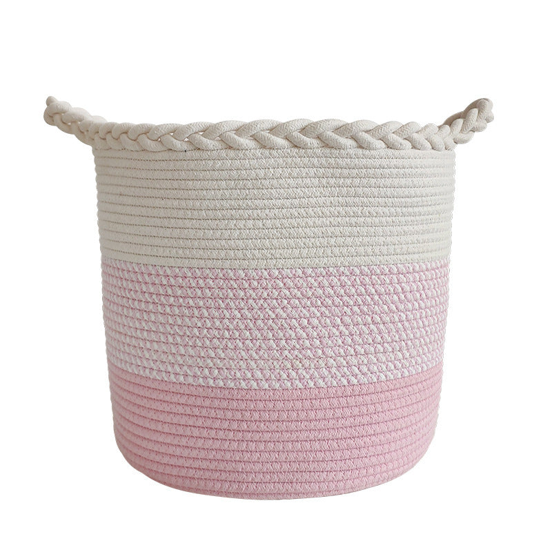 Cotton String Woven Laundry Basket Large Capacity Storage