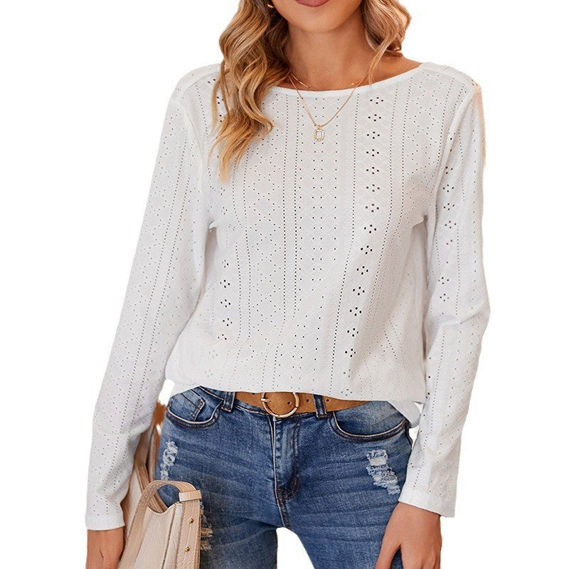 Women's Lace Backless Long Sleeve Shirt