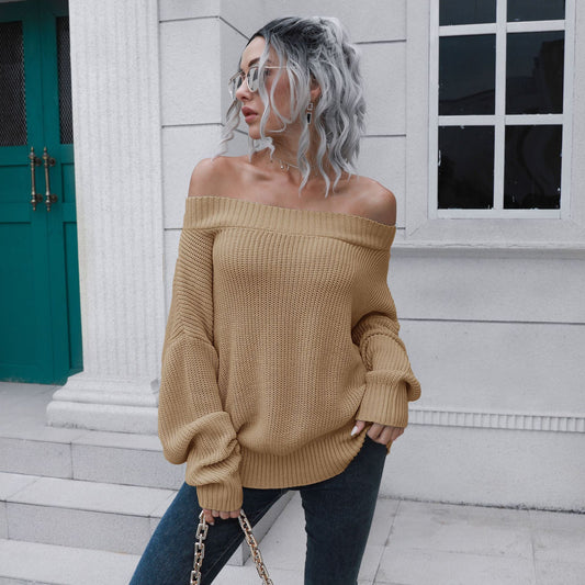 Women's Off-shoulder Loose Long Sleeve Pullover Shirt