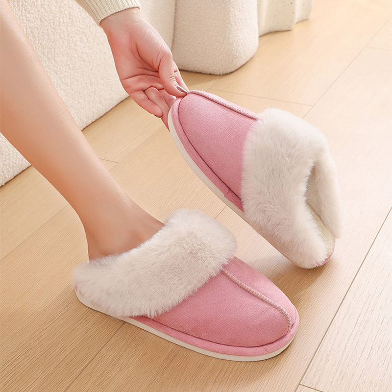 Women's Warm Plush Fur Soft Lined Cotton Non-Slip Slippers