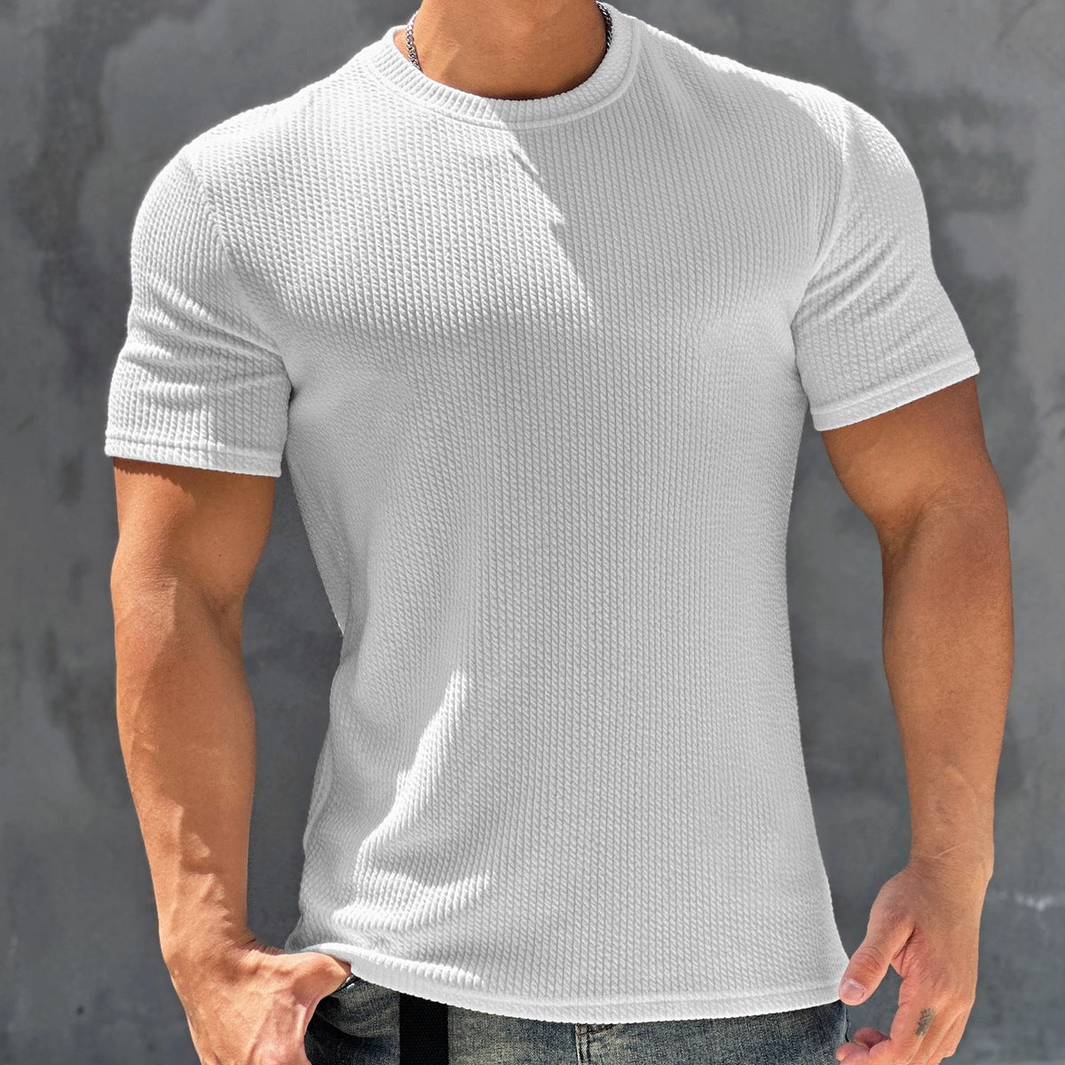 Men's Textured Short Sleeved Quick Drying T-shirt