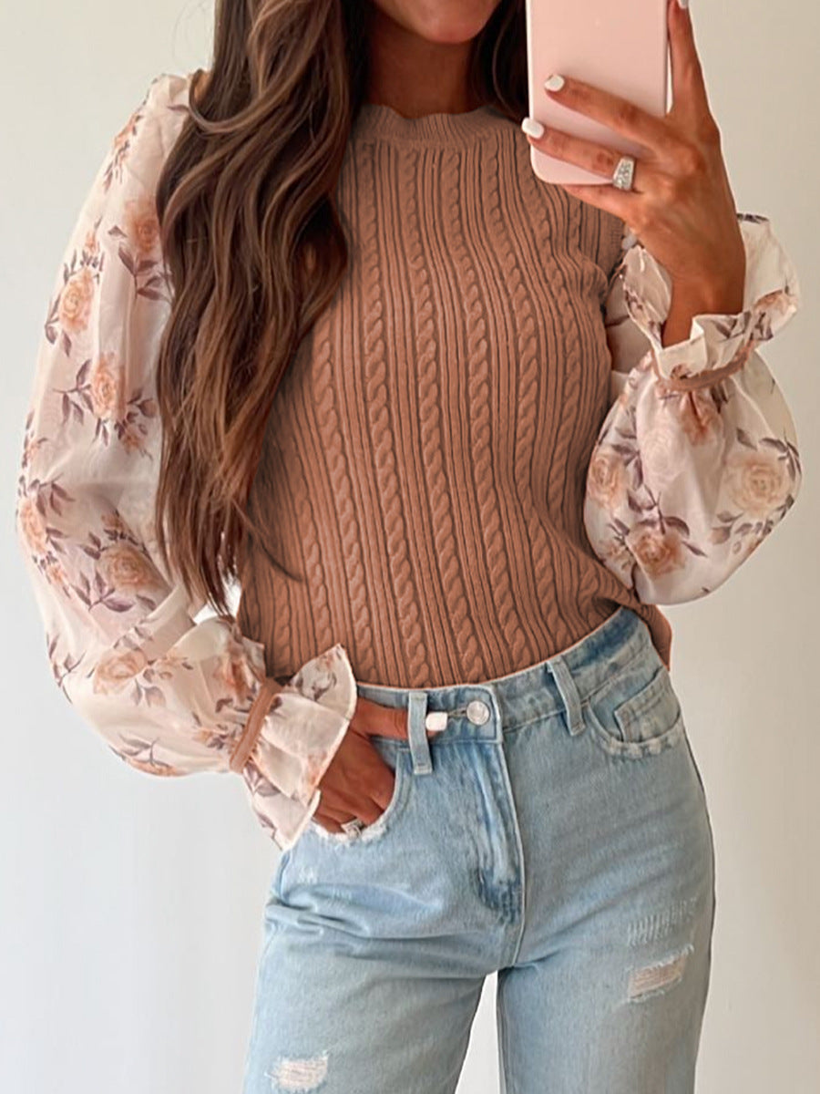 Women's Ruffled Long-sleeved Knitted Sweater