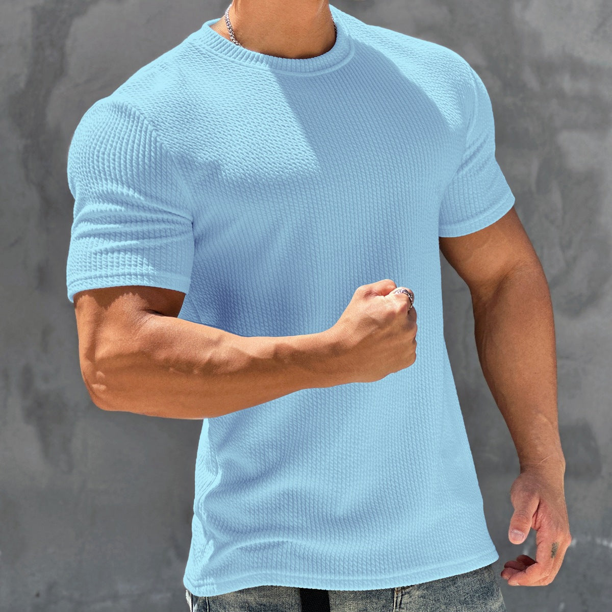 Men's Textured Short Sleeved Quick Drying T-shirt