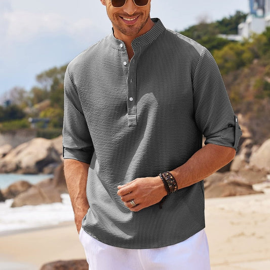 Men's Casual Long Sleeve Solid Color Shirt (Sm-5XL)