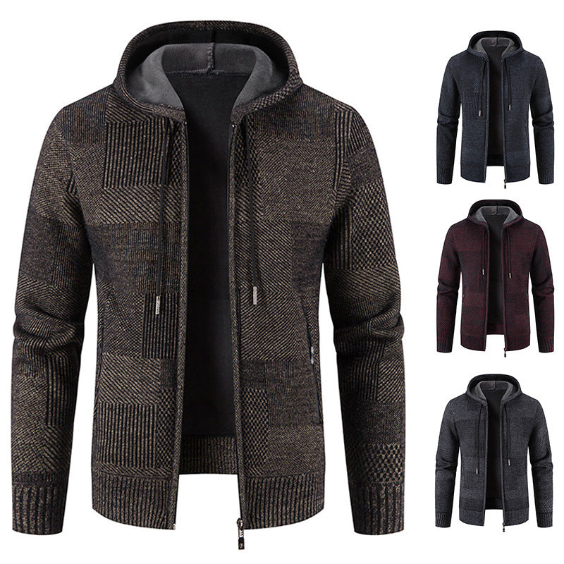 Men's Casual Warm Zip-up Wool Hooded Jacket (M-3XL)