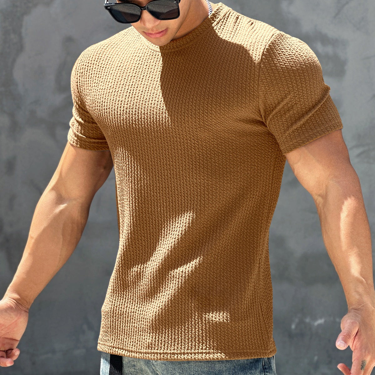 Men's Textured Short Sleeved Quick Drying T-shirt