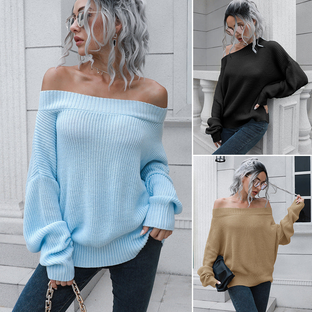 Women's Off-shoulder Loose Long Sleeve Pullover Shirt