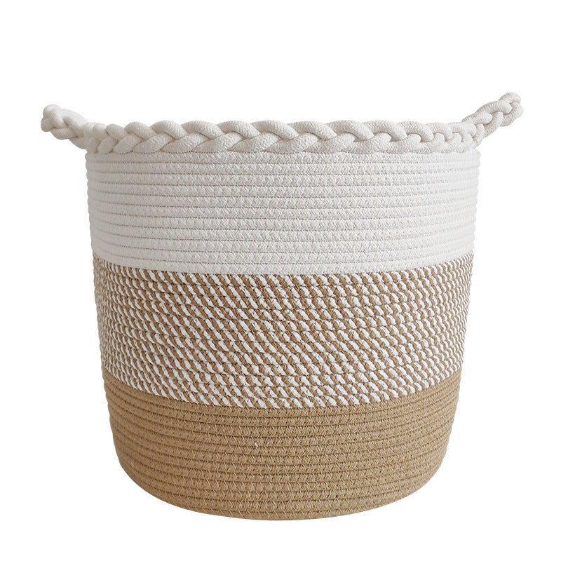 Cotton String Woven Laundry Basket Large Capacity Storage