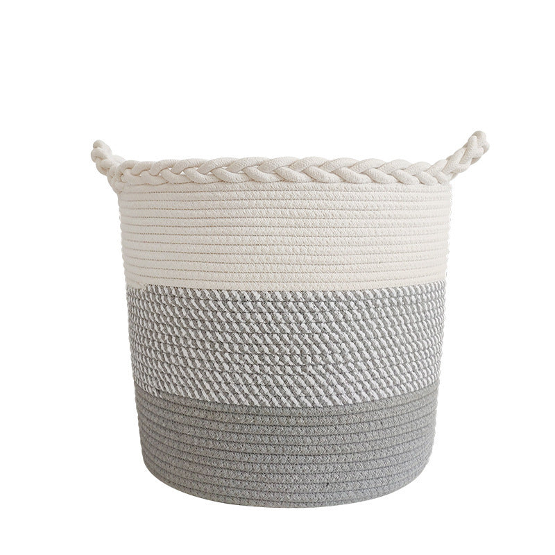 Cotton String Woven Laundry Basket Large Capacity Storage